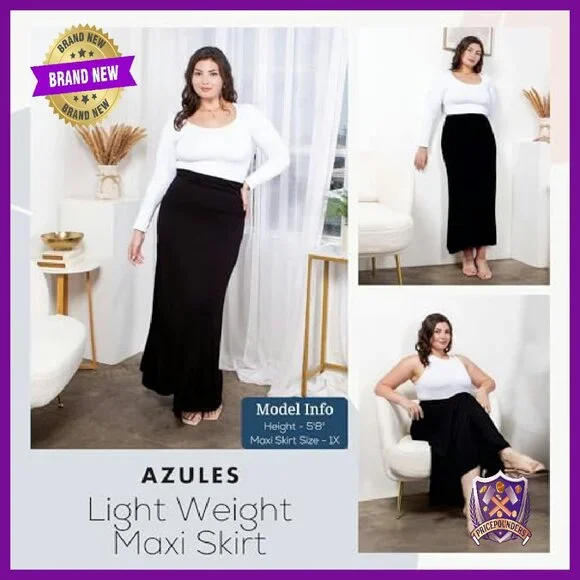 Soft Stretchy Rayon Maxi Skirt High Waist Flowy Boho Casual Dressy